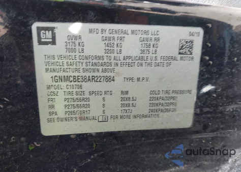 2010 Chevrolet Tahoe Lt from USA, damaged, VIN 1GNMCBE38AR227884